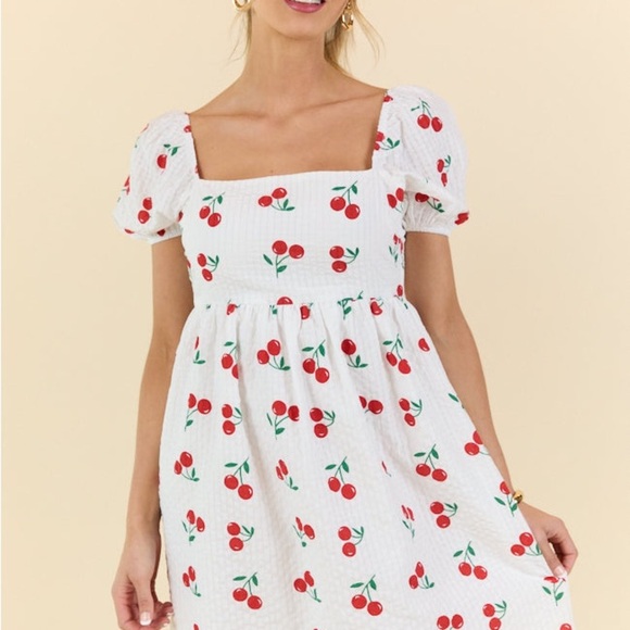 ONE DAY AT A TIME CHERRY PRINT MINI DRESS - Picture 3 of 12